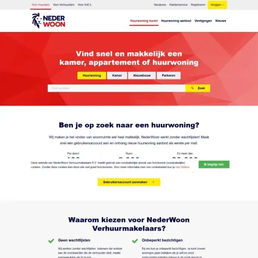 Screenshot van de website van www.nederwoon.nl