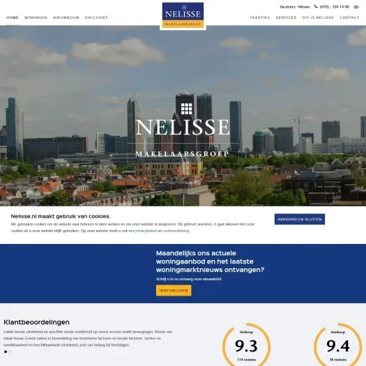 Screenshot van de website van www.nelisse.nl