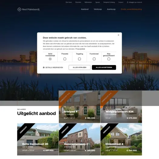 Screenshot of the website of nestmakelaardij.nl