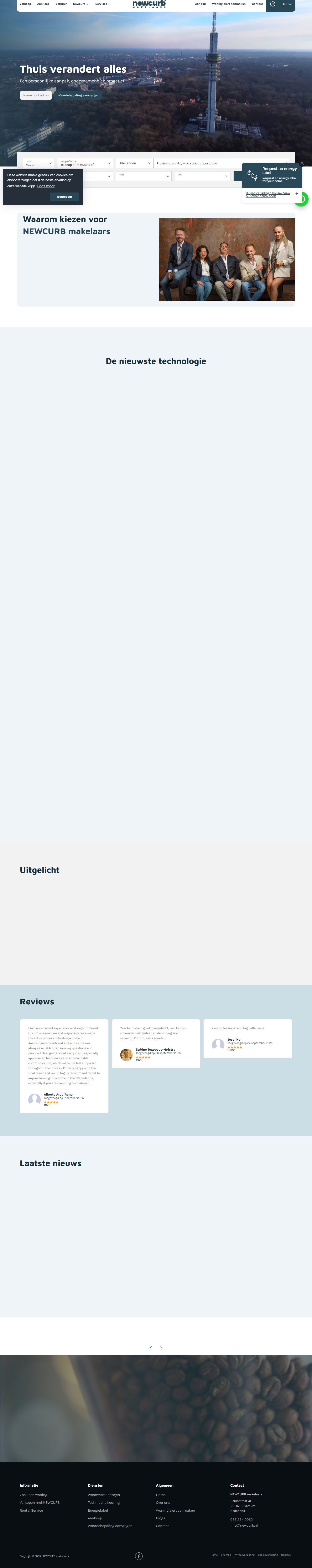 Screenshot of the website of newcurbmakelaars.nl