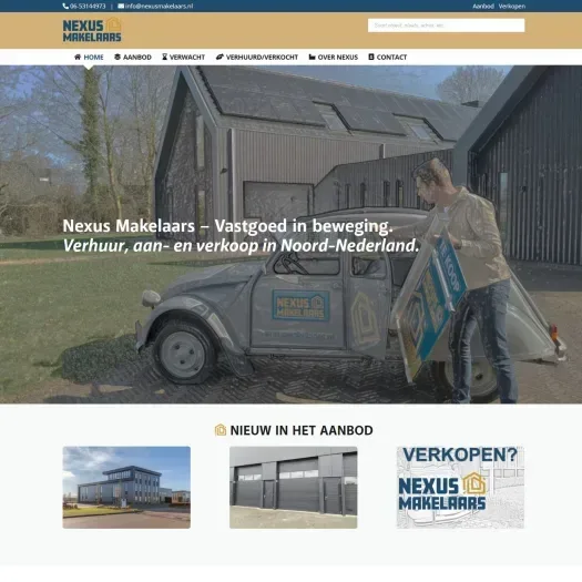 Screenshot of the website of www.nexusmakelaars.nl