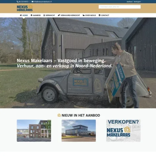 Screenshot der Website von www.nexusmakelaars.nl