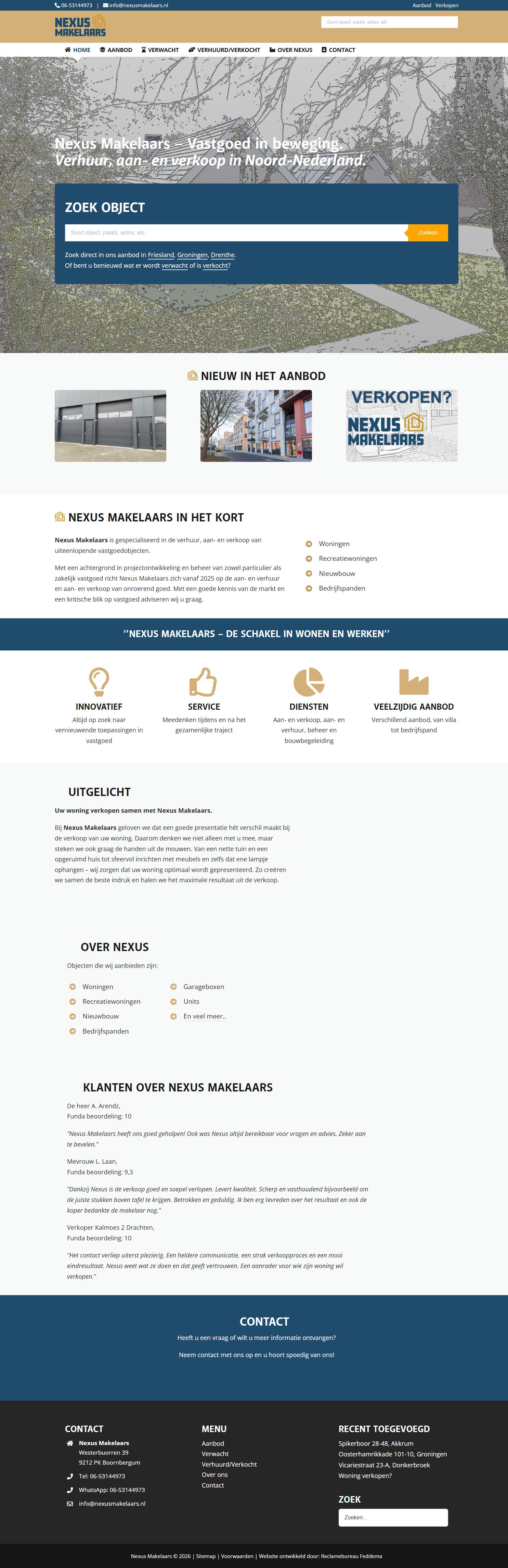 Screenshot of the website of www.nexusmakelaars.nl
