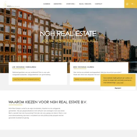 Screenshot der Website von www.nghrealestate.nl