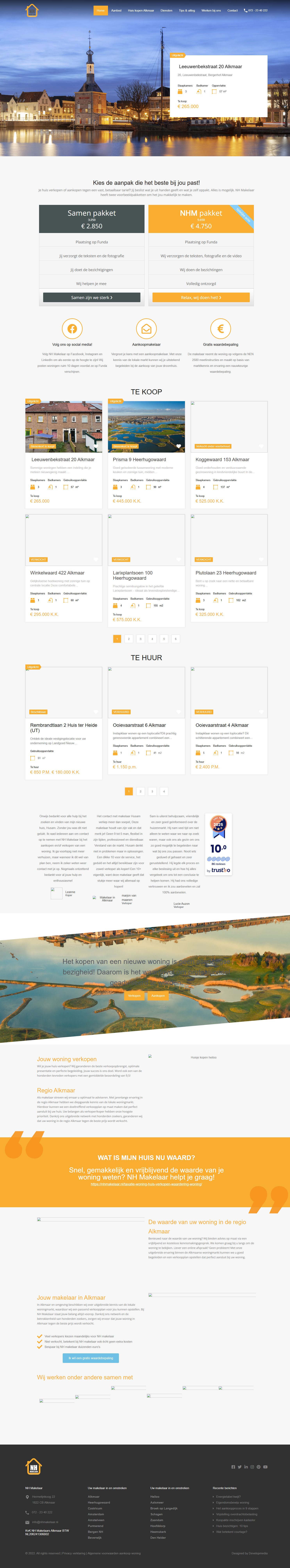 Screenshot of the website of www.nhmakelaar.nl