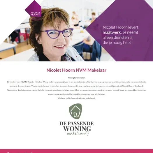 Screenshot van de website van www.nicolethoorn.nl