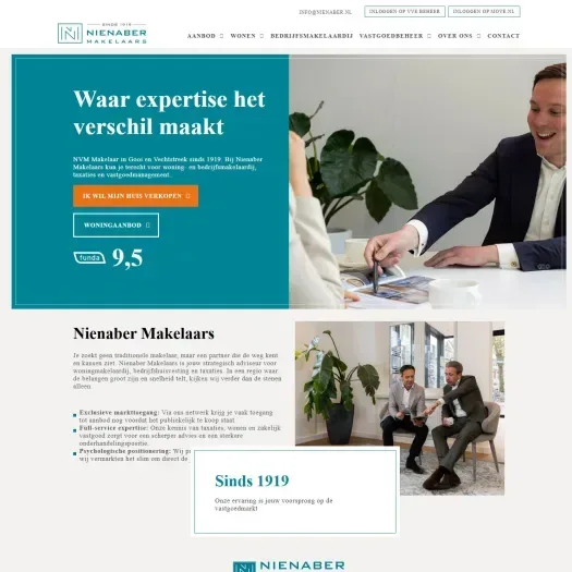 Screenshot van de website van www.nienaber.nl