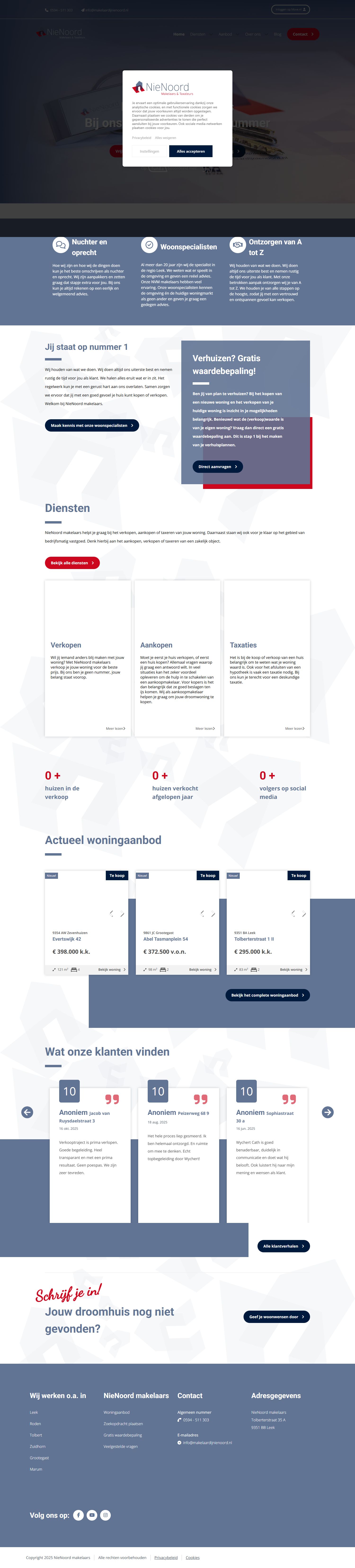 Screenshot der Website von www.makelaardijnienoord.nl