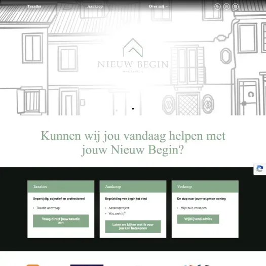 Screenshot der Website von www.nieuwbeginmakelaars.nl