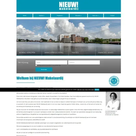 Capture d'écran du site web de www.nieuwmakelaardij.nl