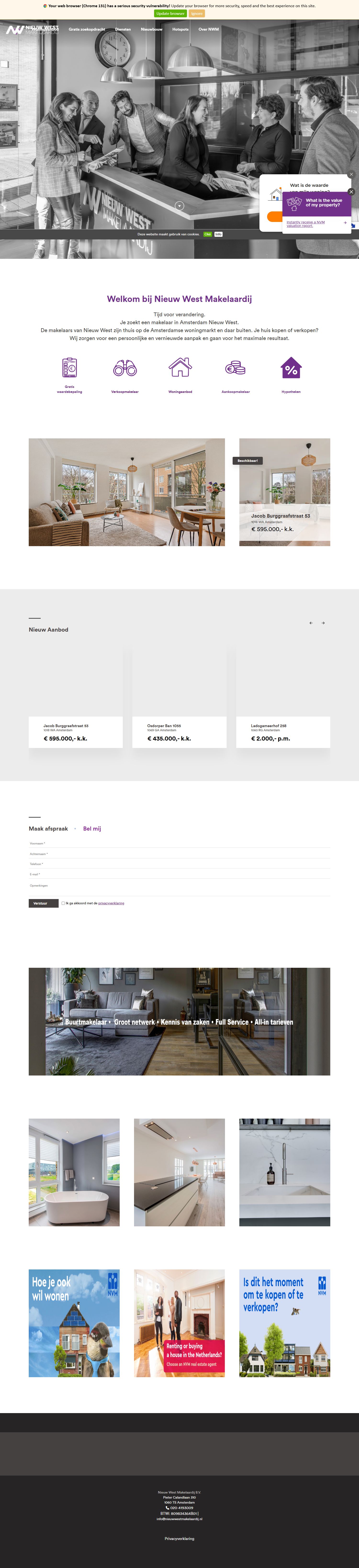 Screenshot der Website von www.nieuwwestmakelaardij.nl