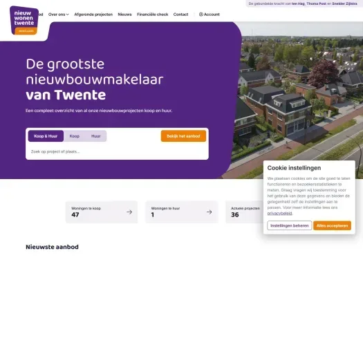 Capture d'écran du site web de www.nieuwwonentwente.nl