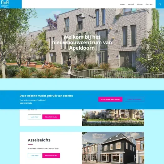 Screenshot van de website van www.nieuwbouwcentrumapeldoorn.nl