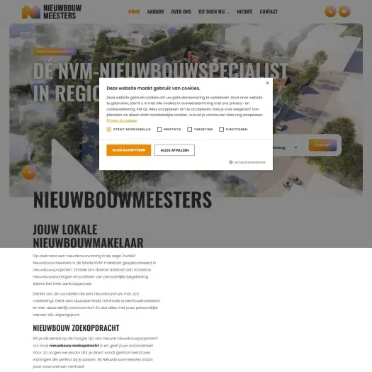 Screenshot of the website of www.nieuwbouwmeesters.nl