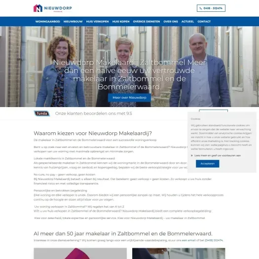 Screenshot van de website van www.nieuwdorp.nl