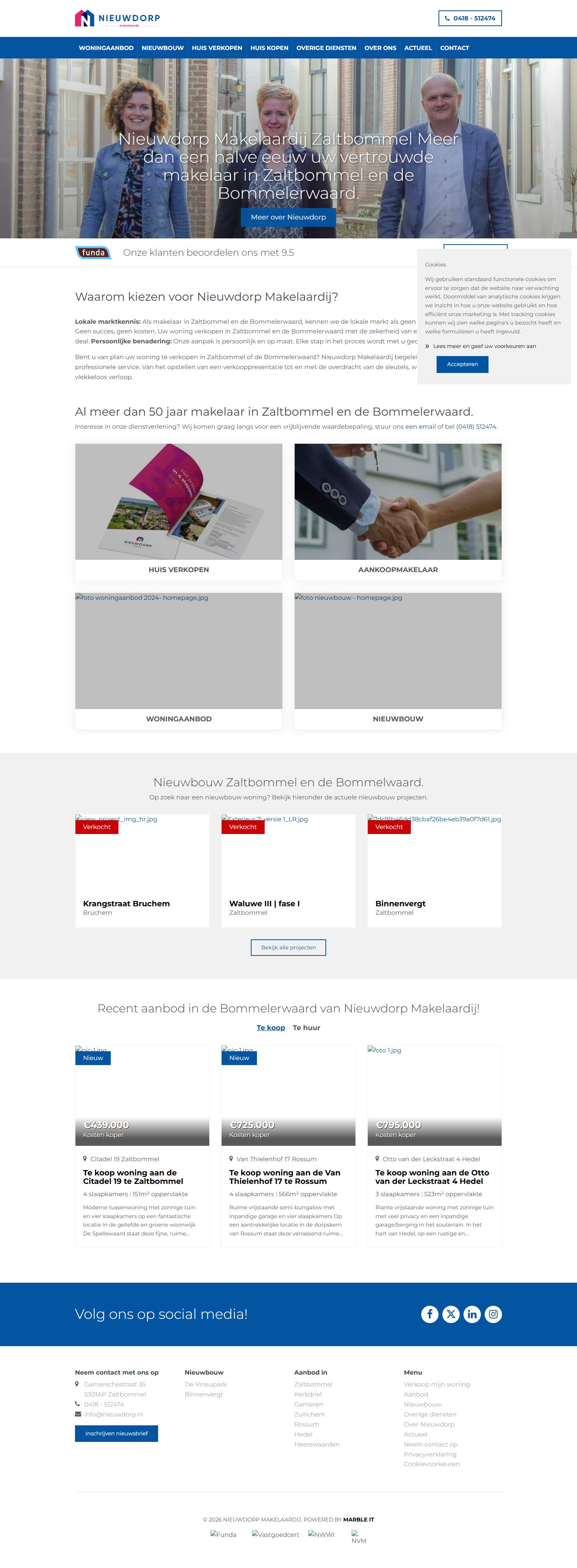 Screenshot van de website van www.nieuwdorp.nl