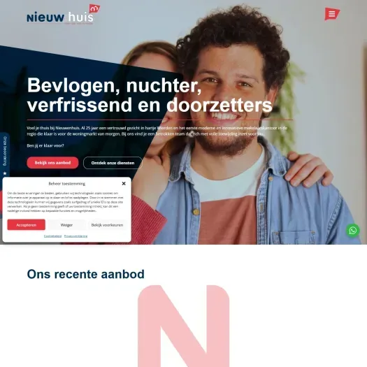 Screenshot van de website van www.nieuw-en-huis.nl