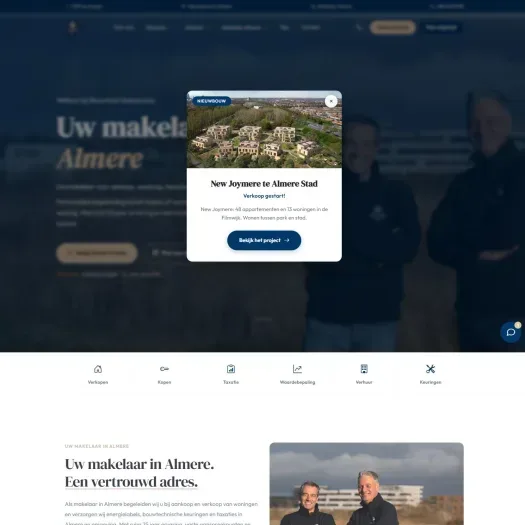 Screenshot van de website van www.nieuwhuismakelaardij.nl