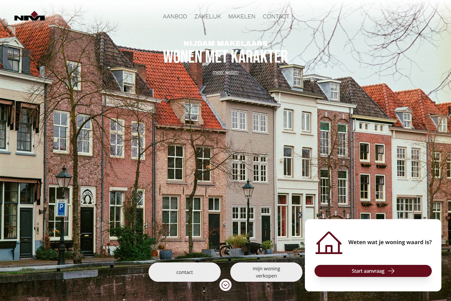 Screenshot of the website of www.nijdammakelaars.nl