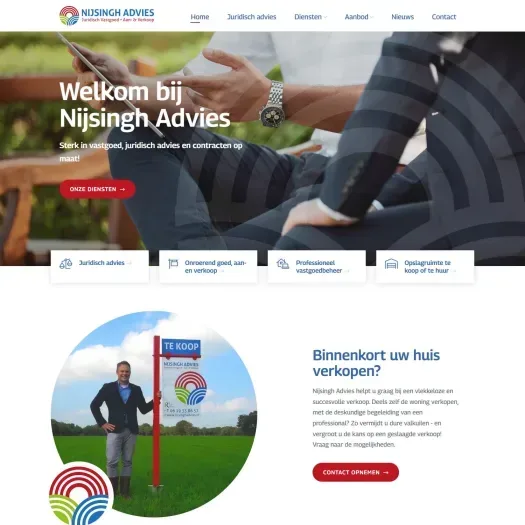 Screenshot of the website of www.nijsinghadvies.nl
