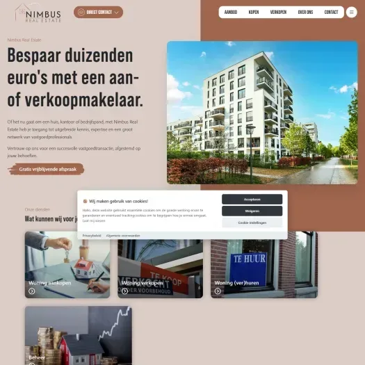 Screenshot van de website van www.nimbusrealestate.nl