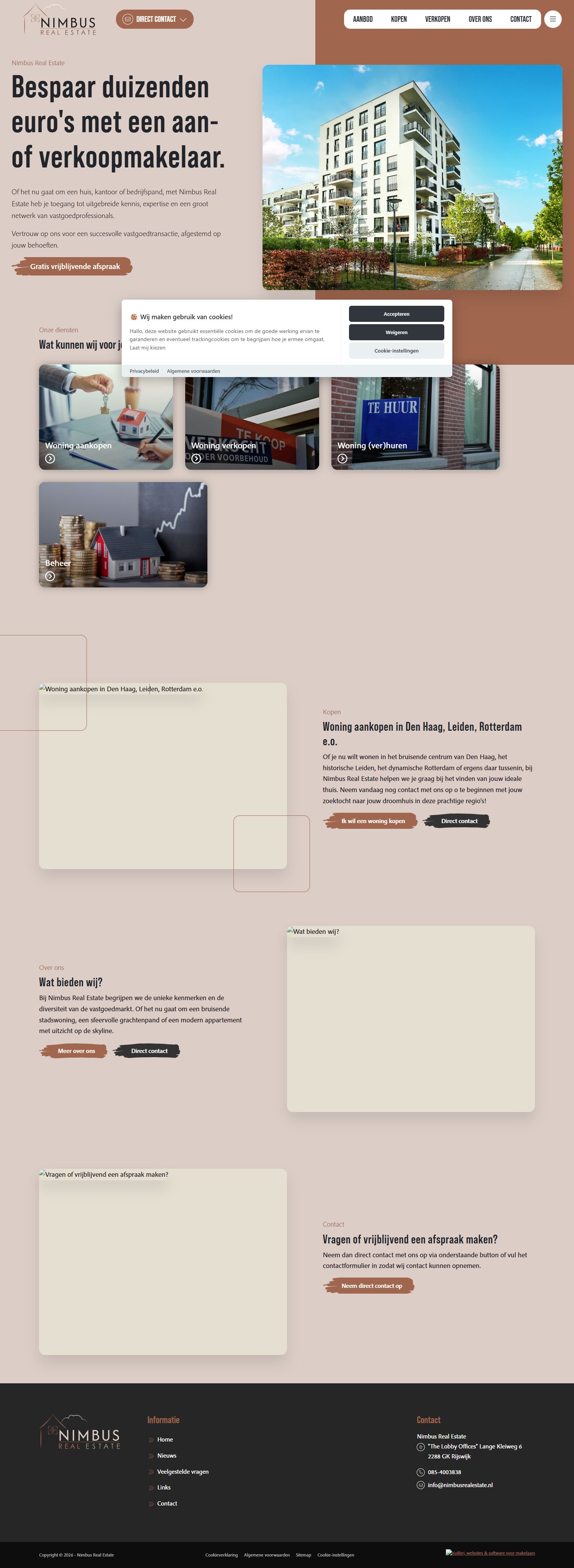 Screenshot der Website von www.nimbusrealestate.nl