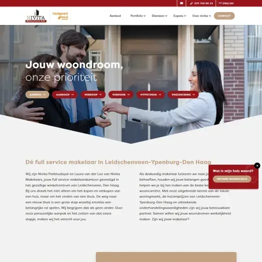 Screenshot van de website van www.nivitamakelaars.nl