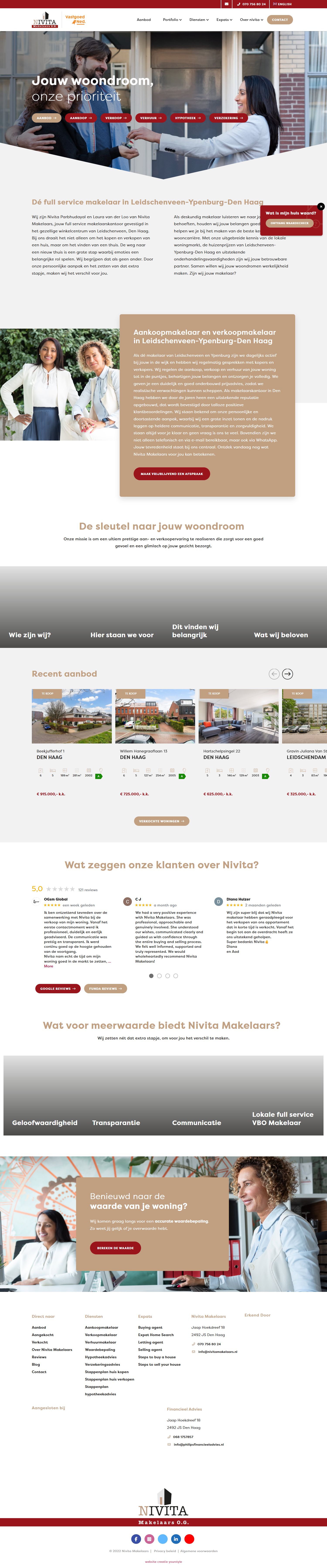 Screenshot der Website von www.nivitamakelaars.nl