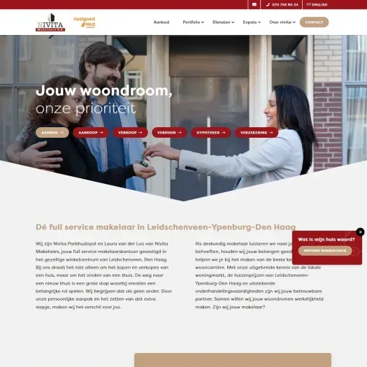 Screenshot van de website van www.nivitamakelaars.nl