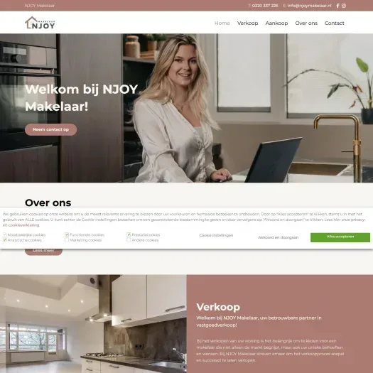 Screenshot van de website van njoymakelaar.nl