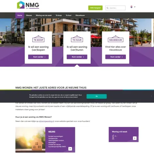Screenshot of the website of www.nmgwonen.nl