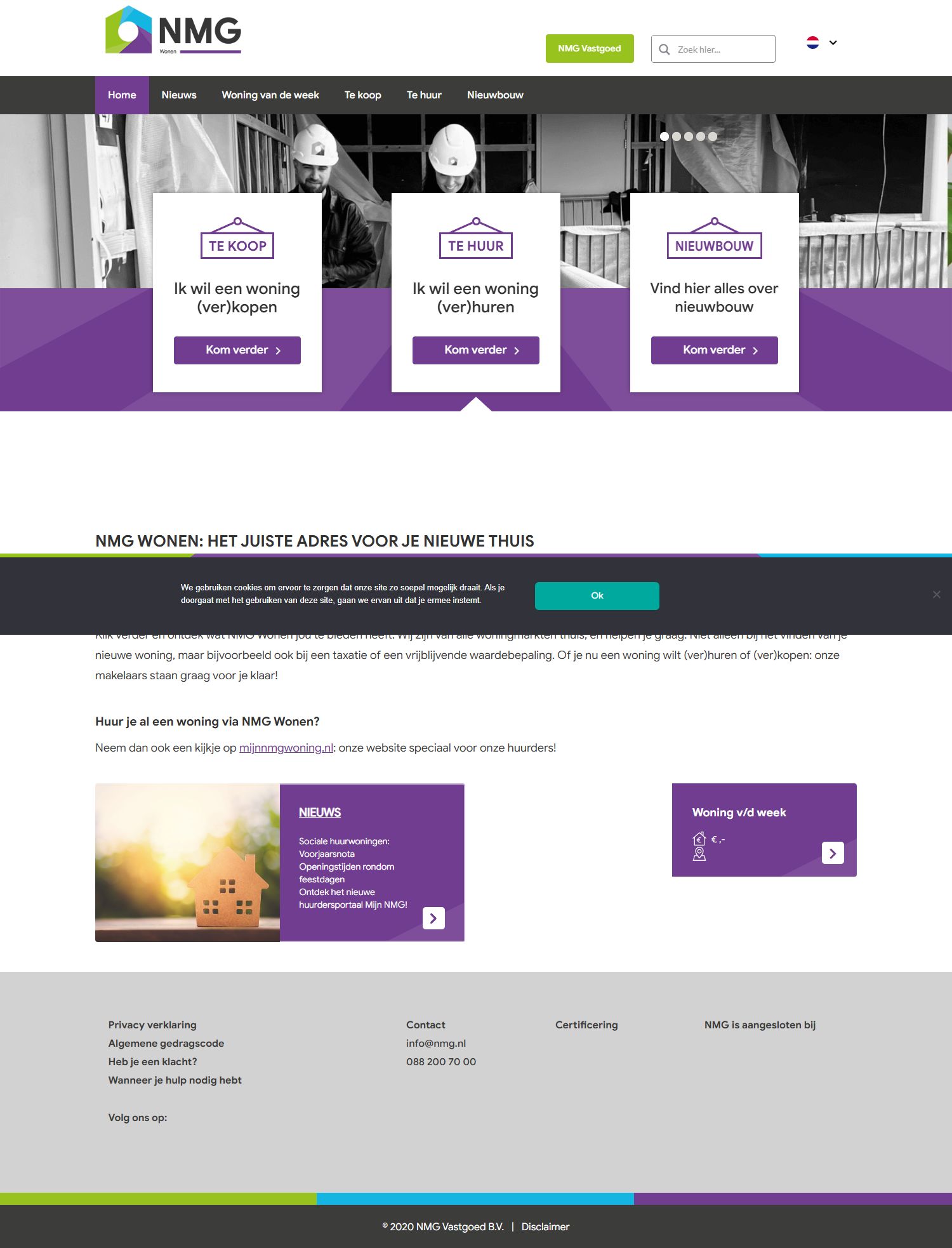 Screenshot of the website of www.nmgwonen.nl