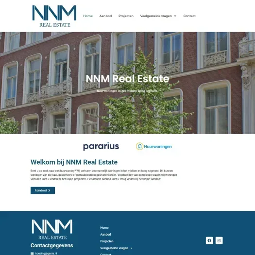 Screenshot van de website van www.nnm-realestate.nl