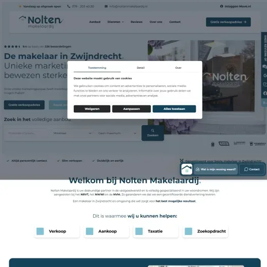 Screenshot van de website van www.noltenmakelaardij.nl