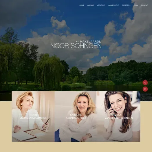 Screenshot van de website van www.noorsohngenmakelaardij.nl