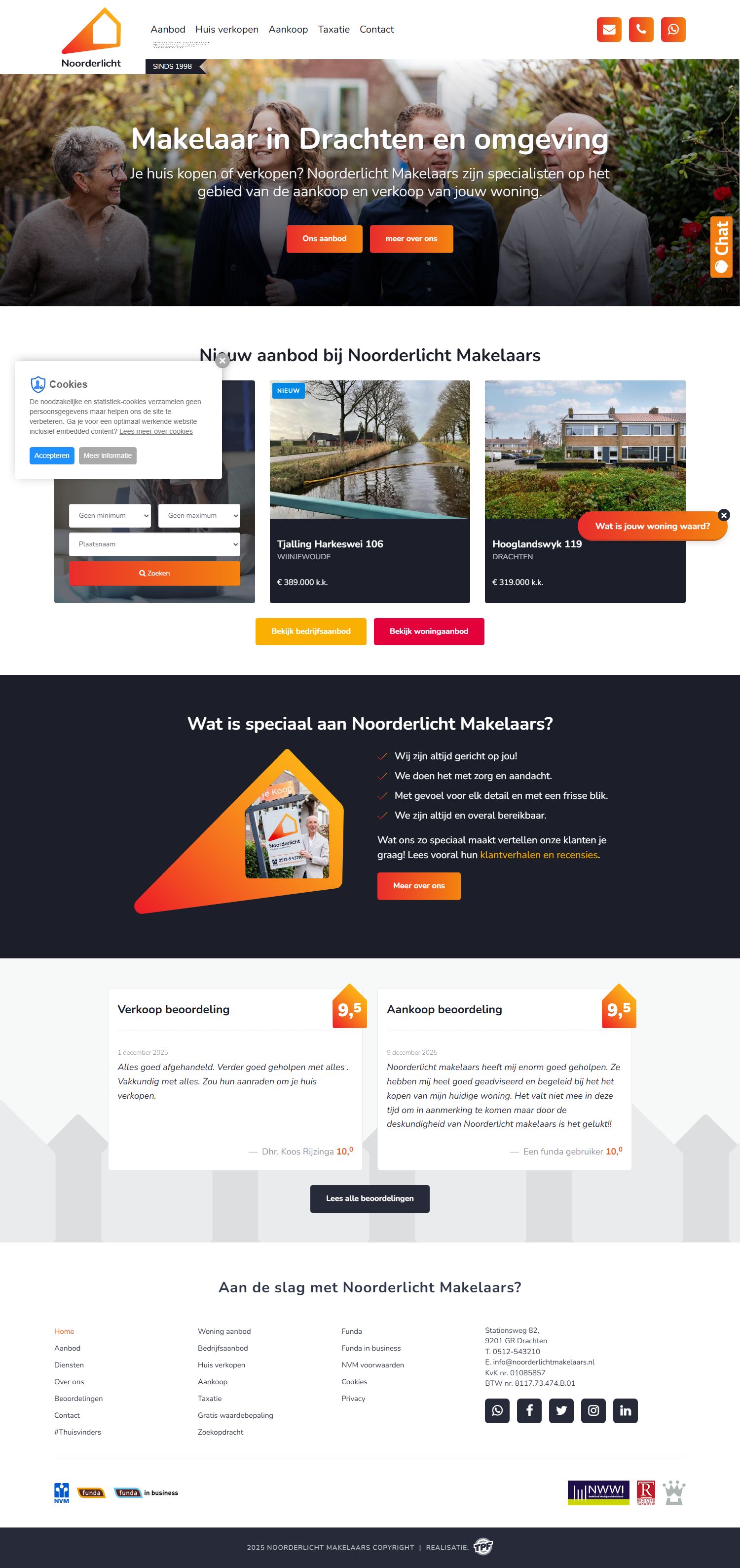 Screenshot of the website of www.noorderlichtmakelaars.nl
