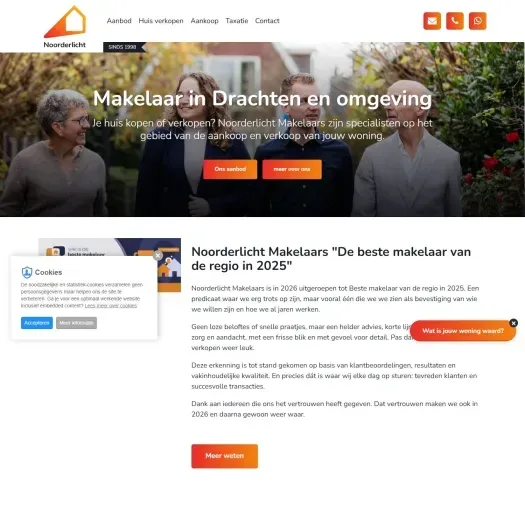 Screenshot of the website of www.noorderlichtmakelaars.nl