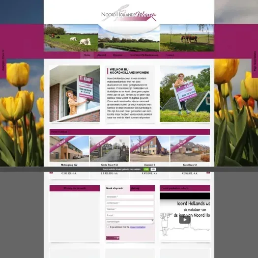Screenshot van de website van www.noordhollandswonen.nl