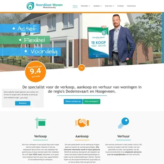 Capture d'écran du site web de www.noordoostwonen.nl