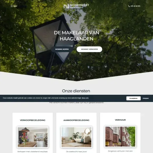 Screenshot van de website van www.noordwestmakelaardij.nl