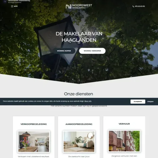 Screenshot of the website of www.noordwestmakelaardij.nl