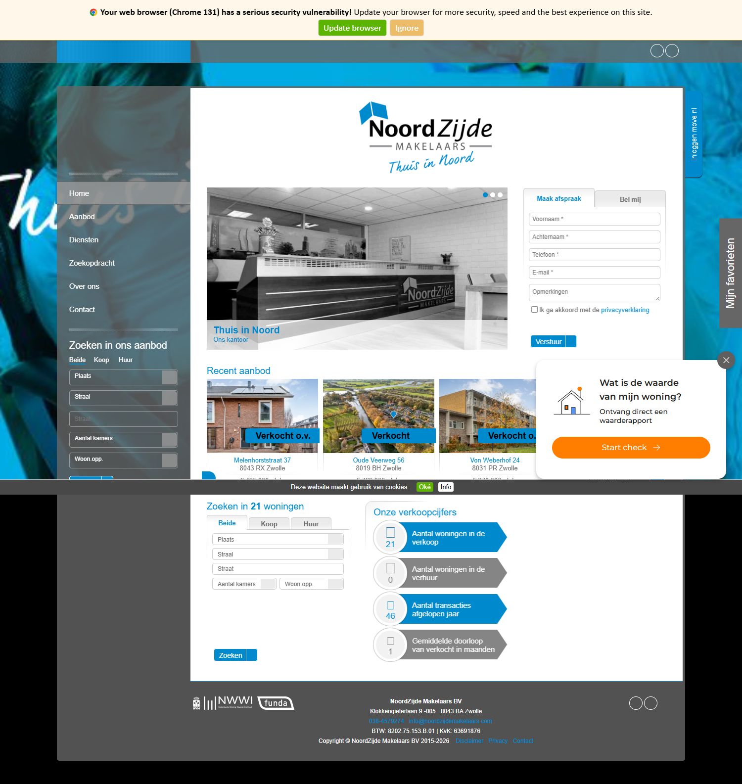 Screenshot of the website of www.noordzijdemakelaars.com