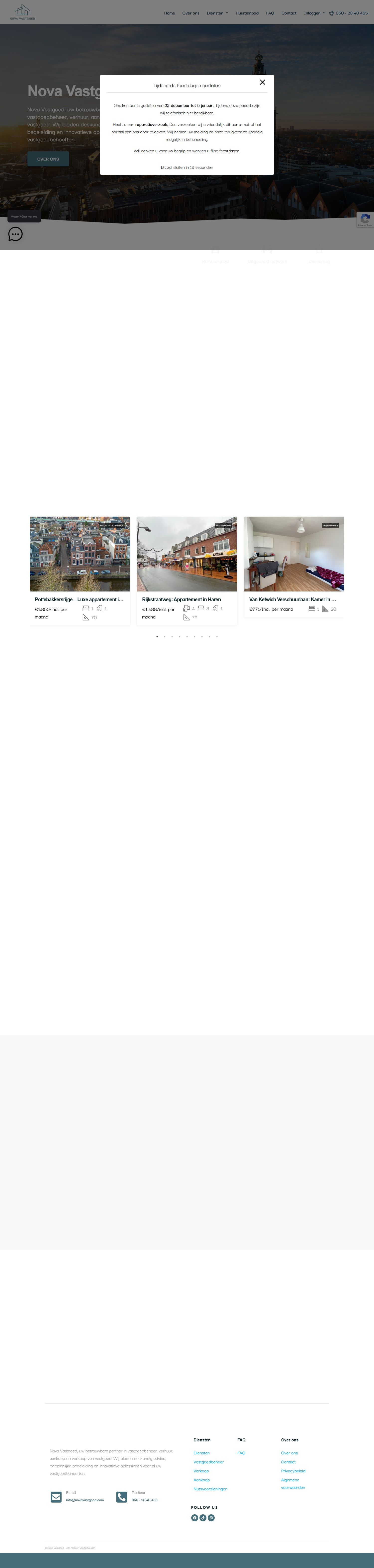 Screenshot der Website von www.novavastgoed.com