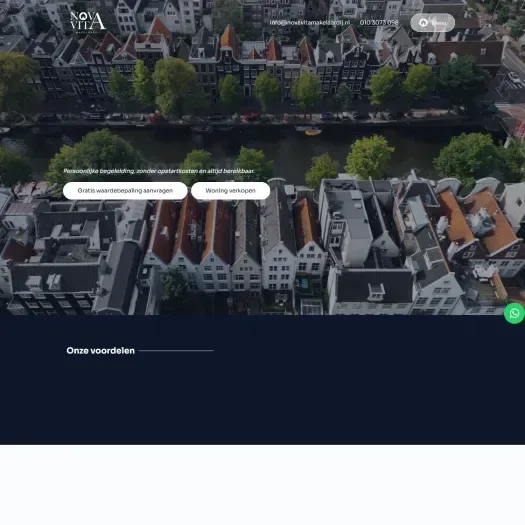 Screenshot of the website of novavitamakelaardij.nl