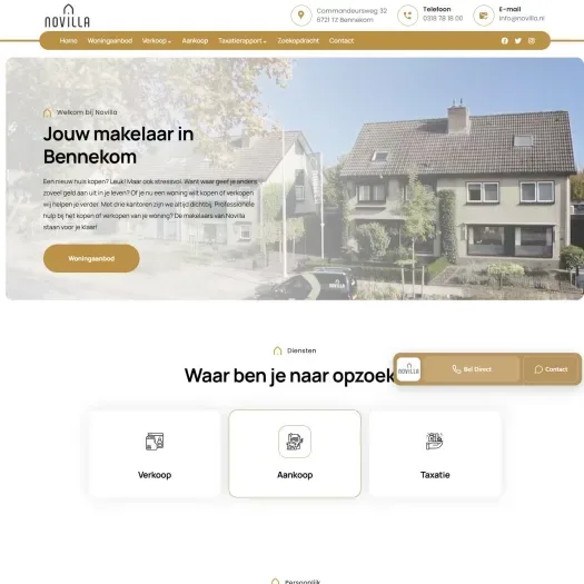 Screenshot van de website van www.novilla.nl
