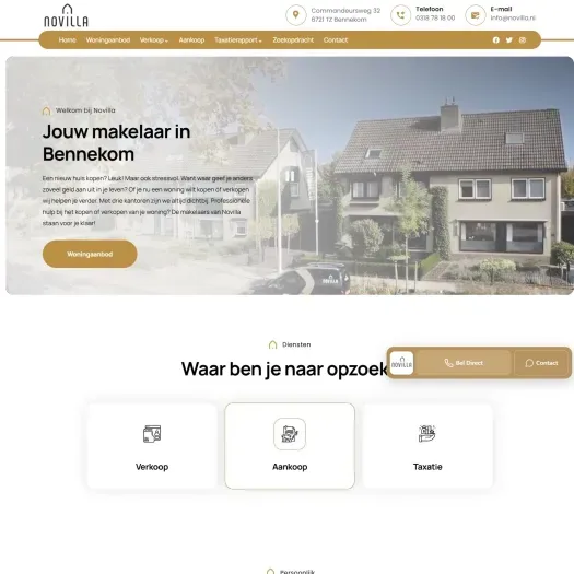 Screenshot of the website of www.novilla.nl