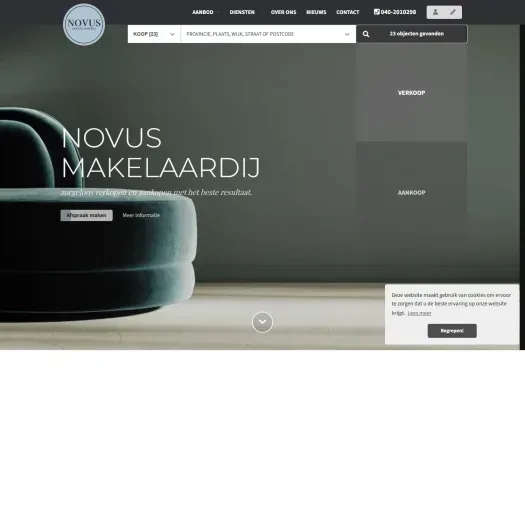 Screenshot der Website von www.novus-makelaardij.nl