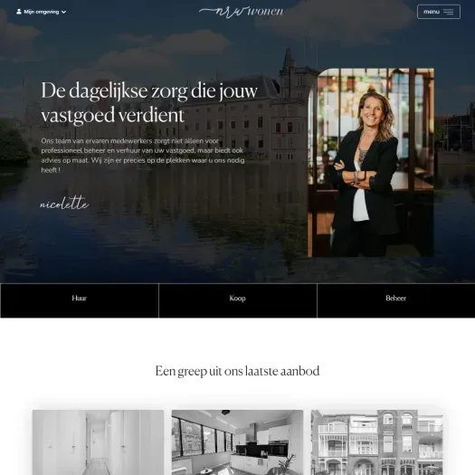 Screenshot of the website of nrw-wonen.nl