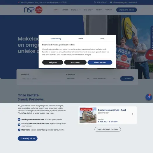 Screenshot of the website of www.nspwegtermakelaars.nl