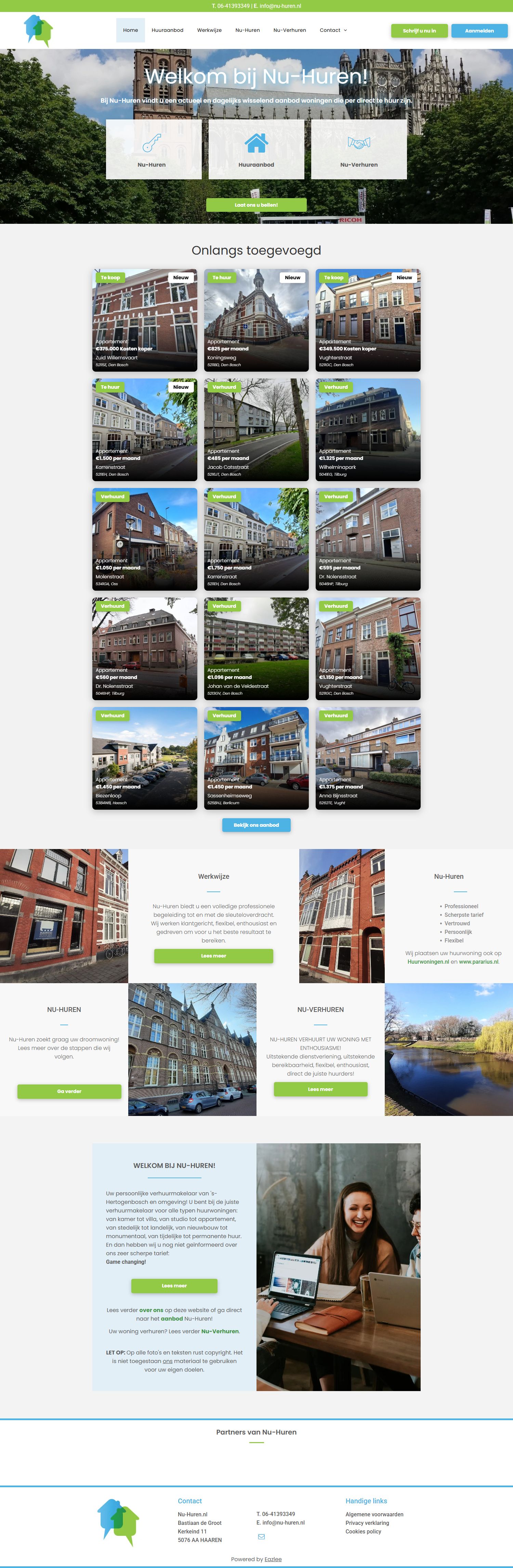 Screenshot van de website van www.nu-huren.nl